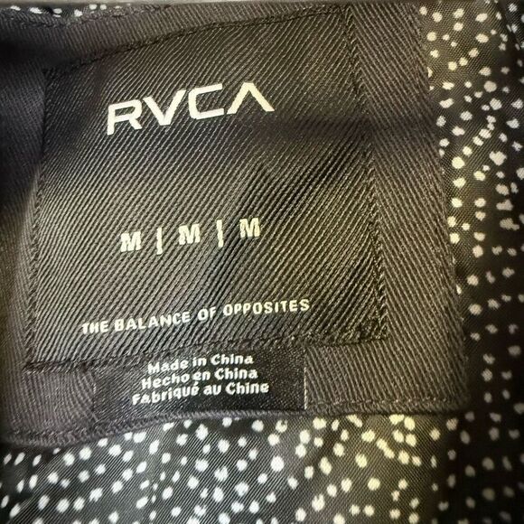 RVCA Mens Size Medium Button Front Barn Denim Jacket Thug Stories Black - Picture 2 of 10